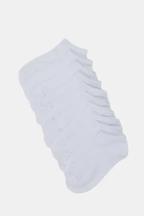 Senior Boys White Ankle Length Socks Set (Pack Of 5)