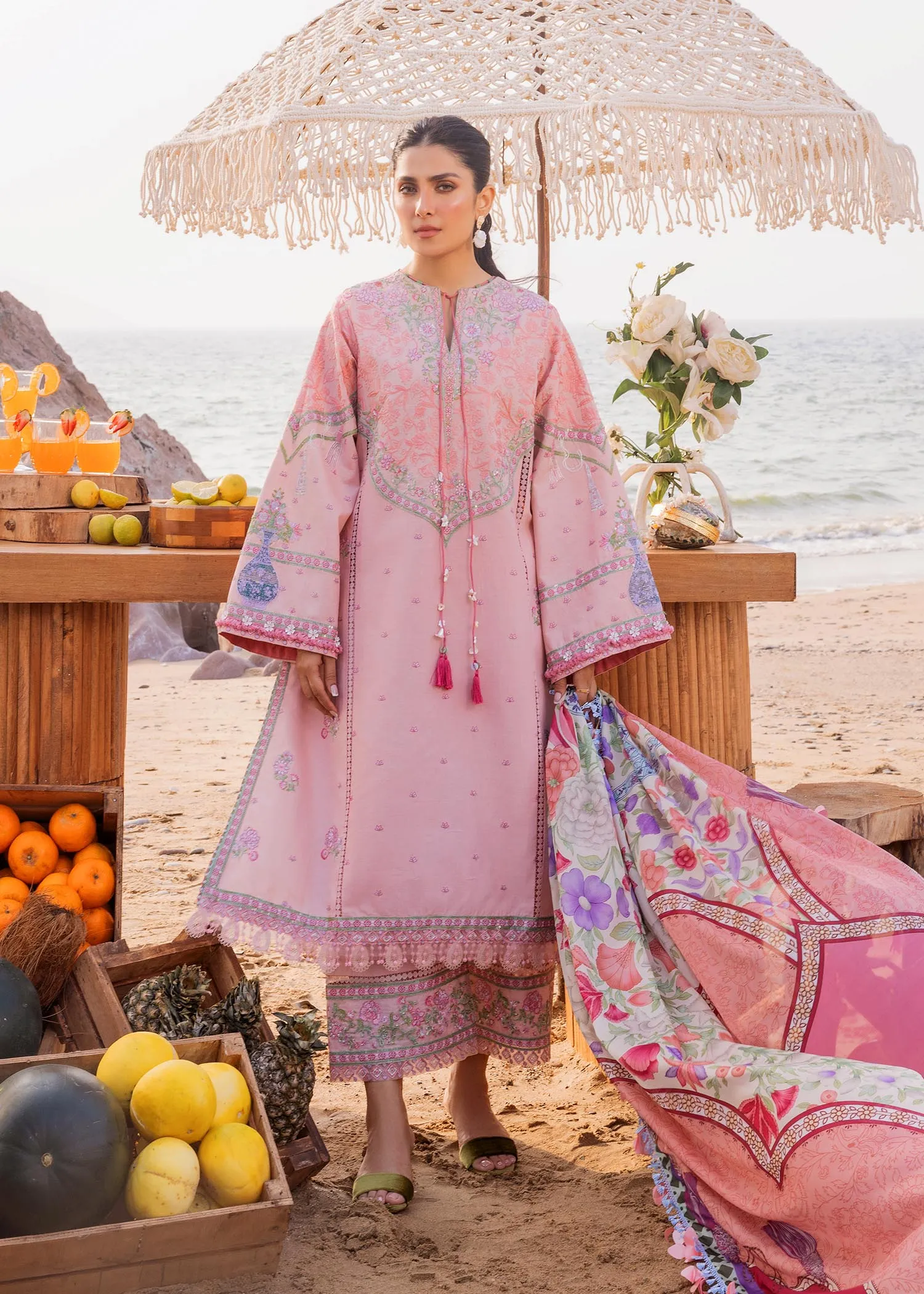 Siraa by Sadaf Fawad Khan Embroidered Lawn Unstitched 3Pc Suit - Eira (A)