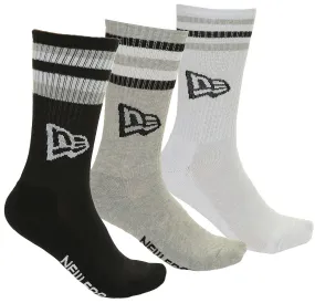 socks New Era Retro Stripe Crew 3 Pack - Black/White/Gray