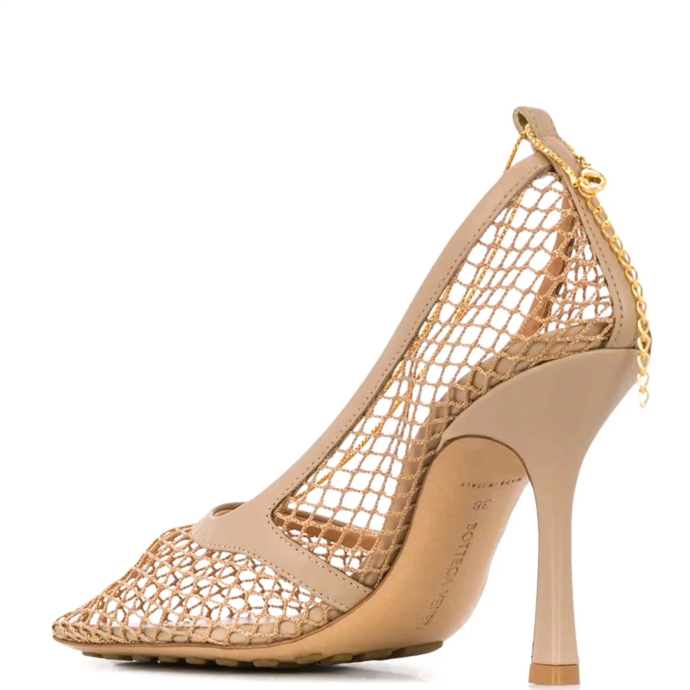 Stretch Mesh Square Sandals 90, Beige