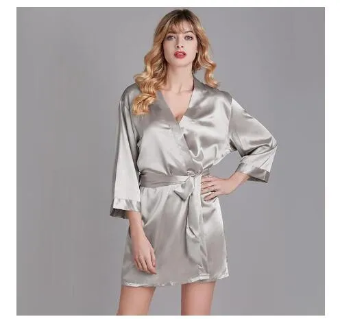 Summer Champagne Chinese Bride Robe Satin