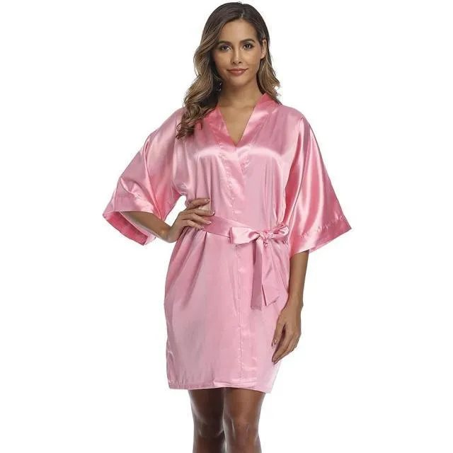 Summer Champagne Chinese Bride Robe Satin