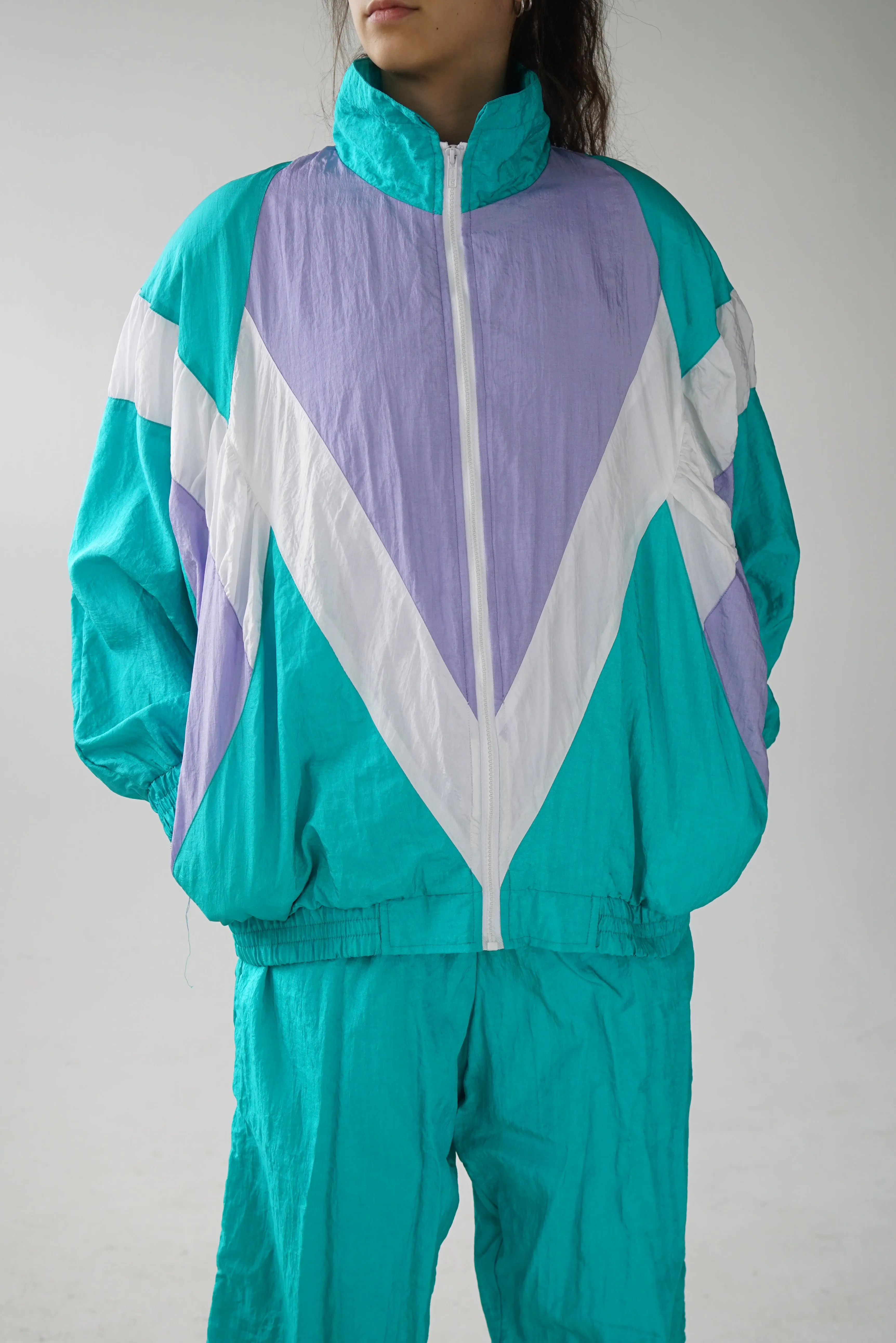 Track suit 80s turquoise L-XL