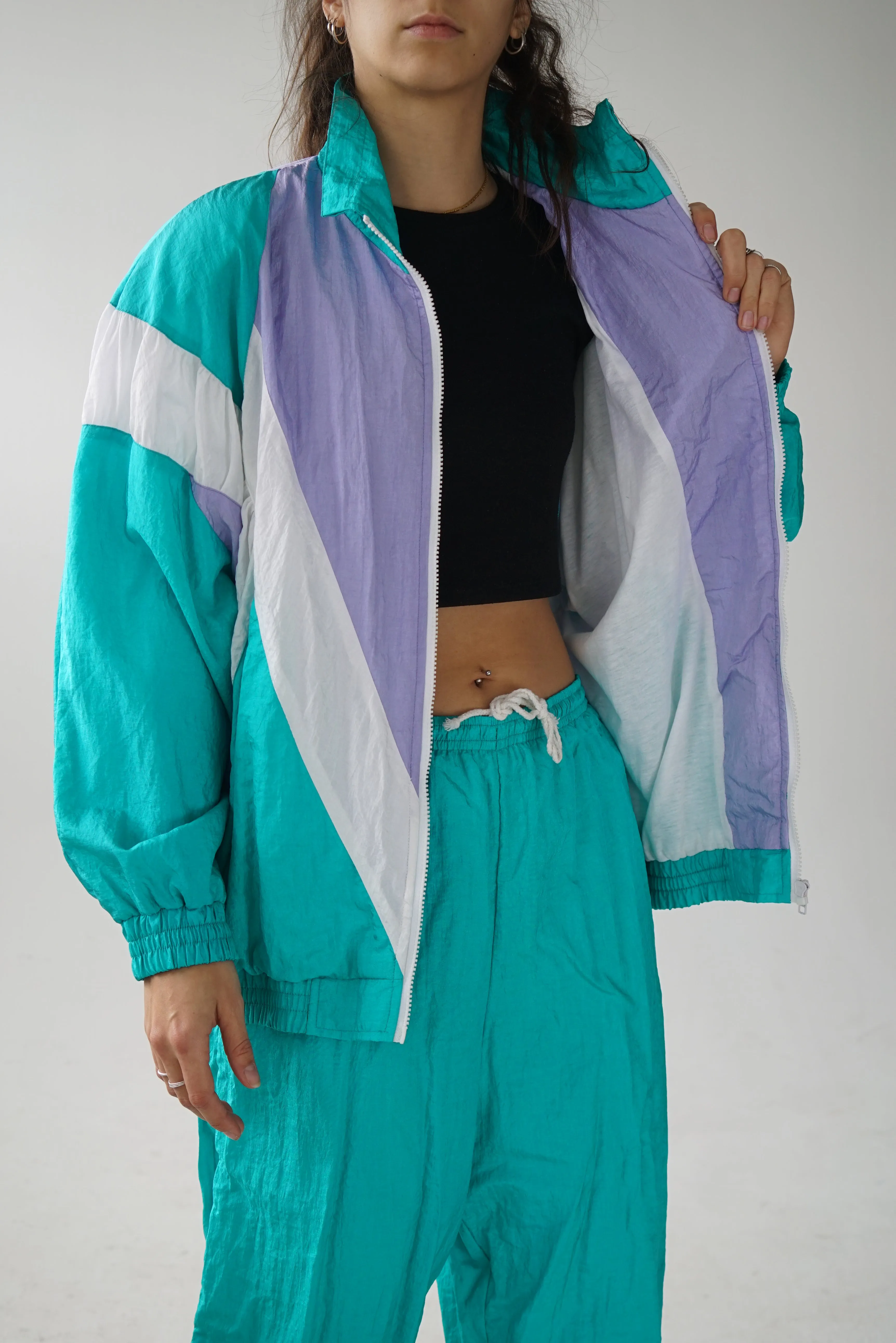 Track suit 80s turquoise L-XL