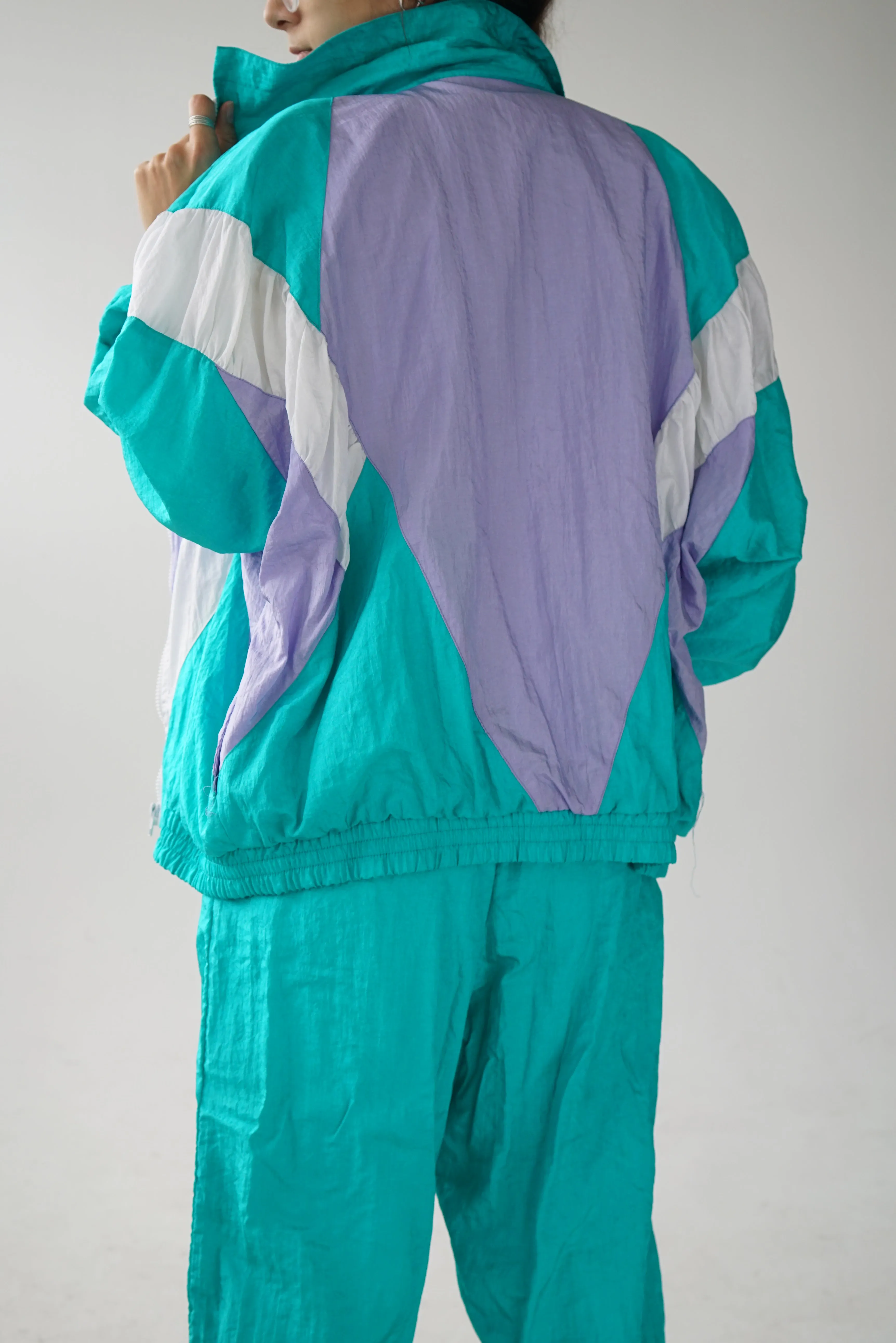 Track suit 80s turquoise L-XL