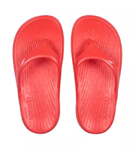 Unisex Junior's Single Colour Flip Flops - Lava Red & White