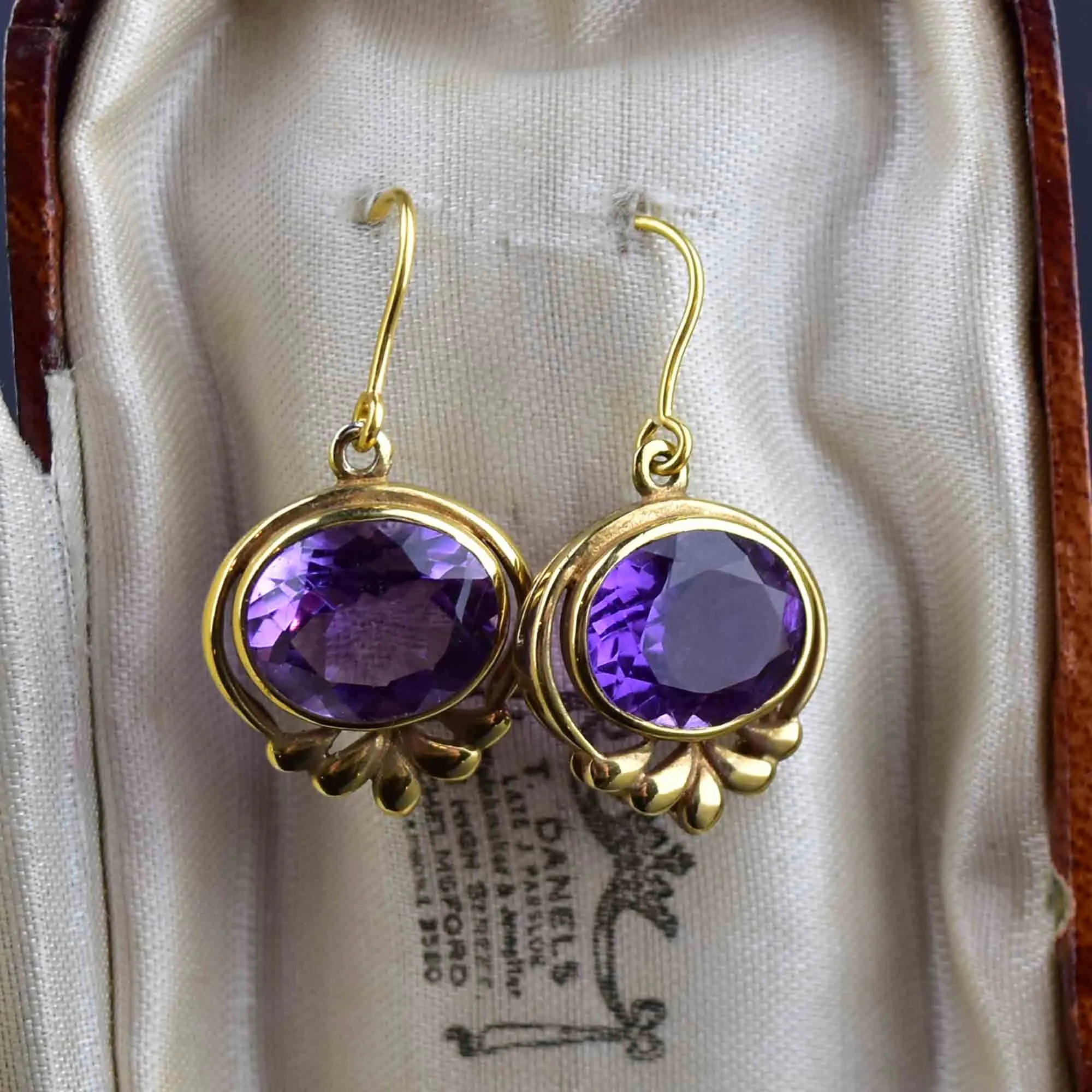 Victorian Style Gold Amethyst Drop Earrings