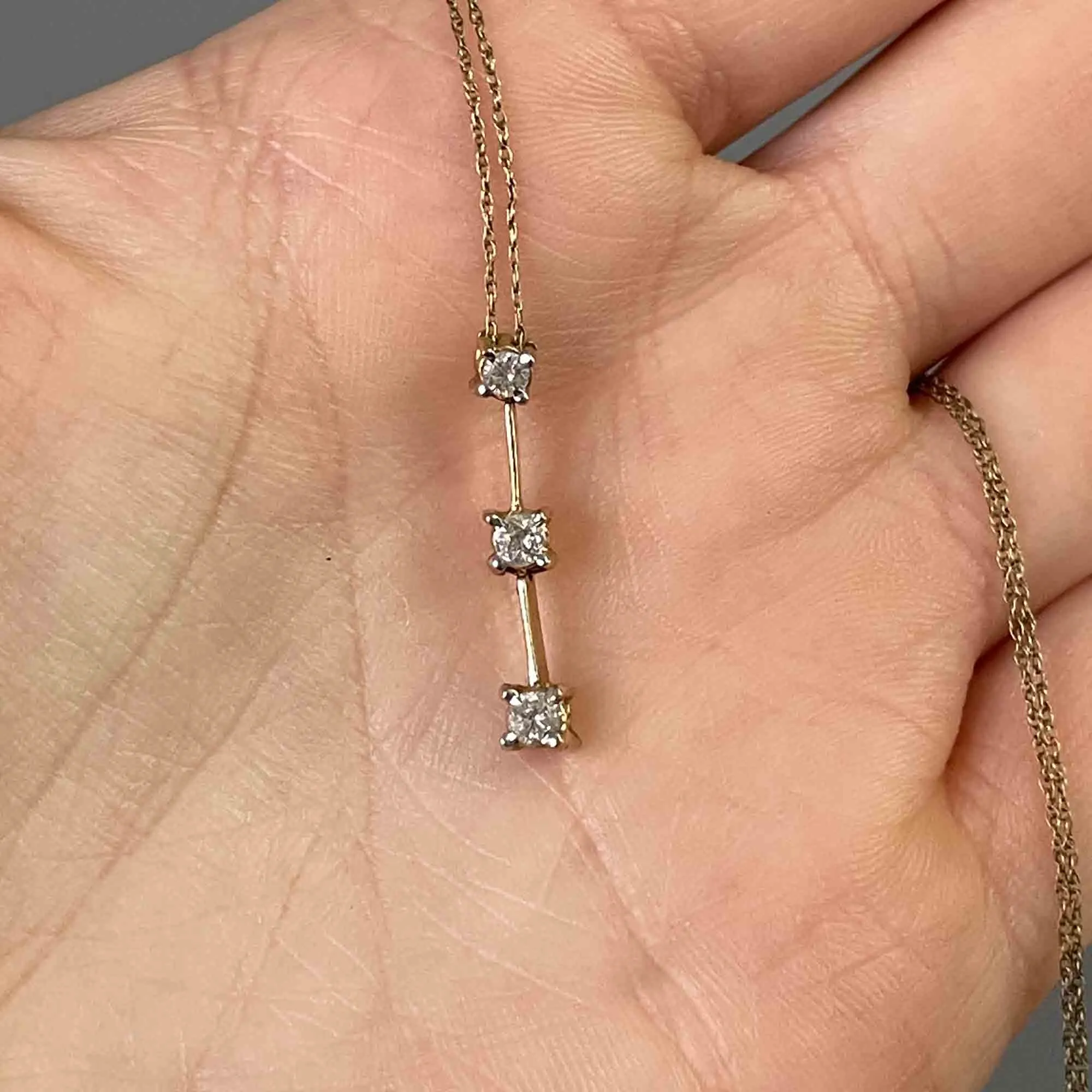 Vintage 10K Gold Diamond Journey Pendant Necklace