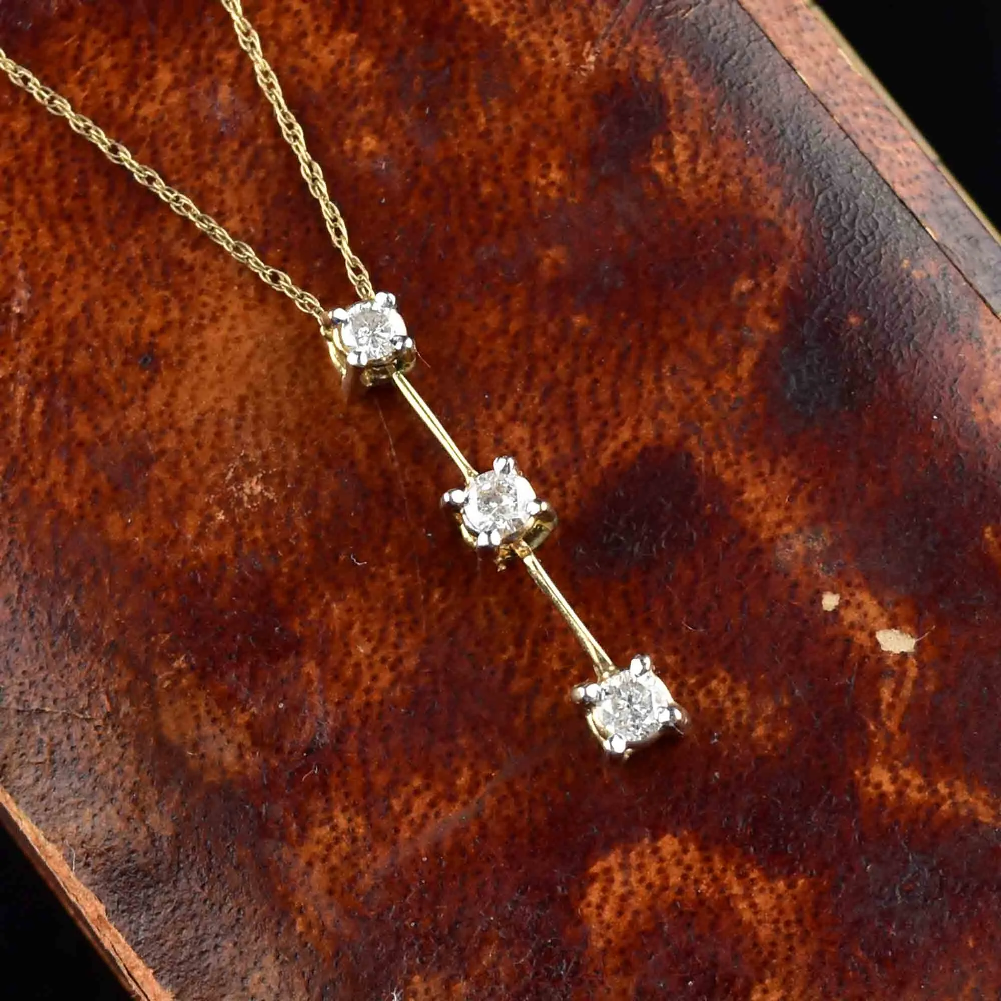 Vintage 10K Gold Diamond Journey Pendant Necklace