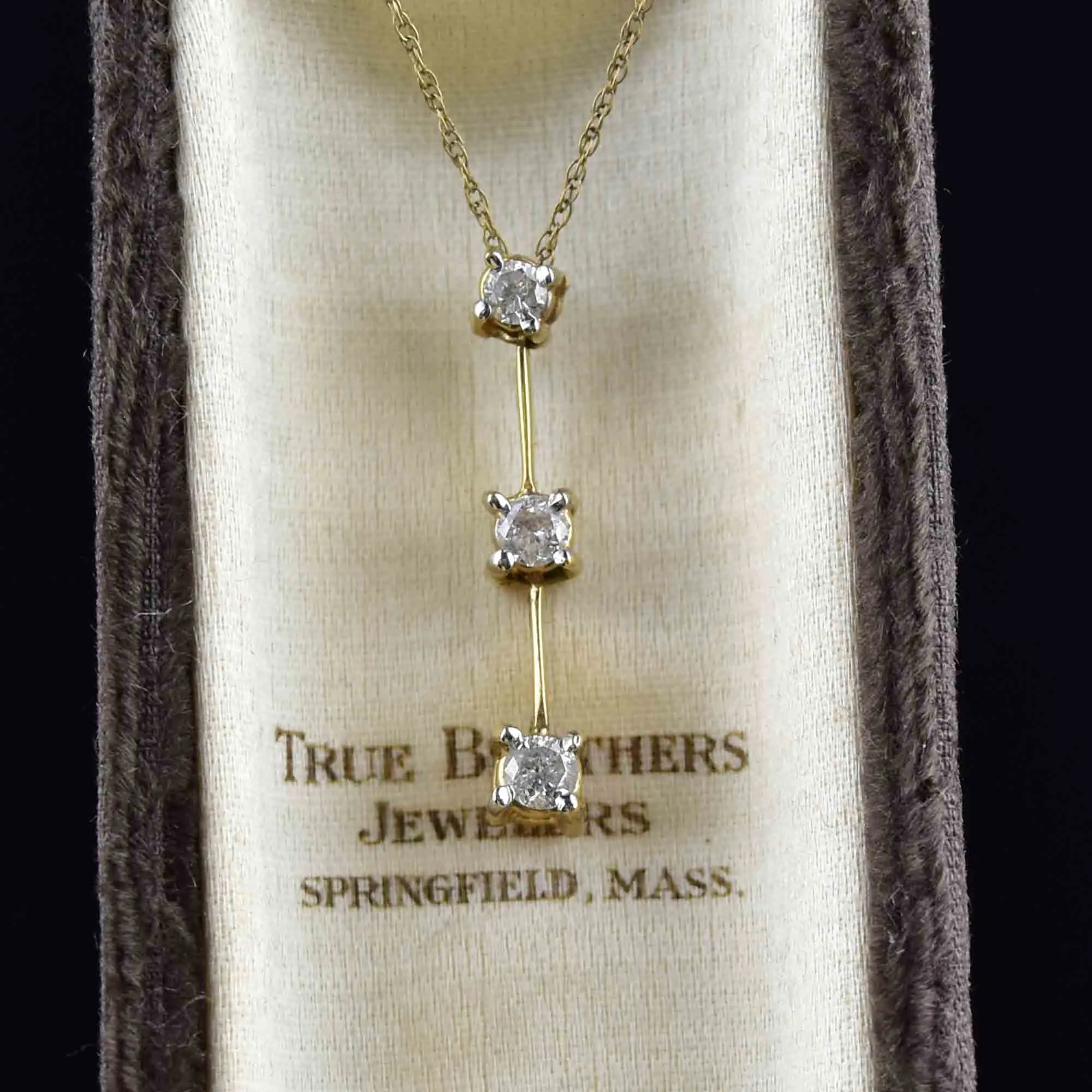 Vintage 10K Gold Diamond Journey Pendant Necklace