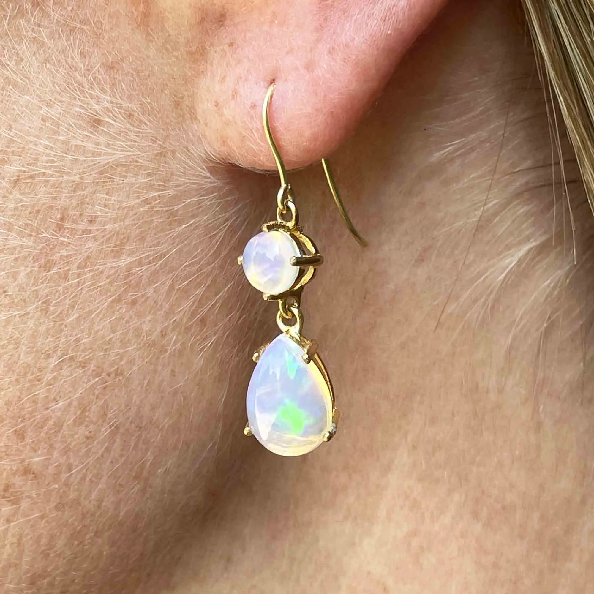 Vintage Art Deco Style Jelly Opal Drop Earrings