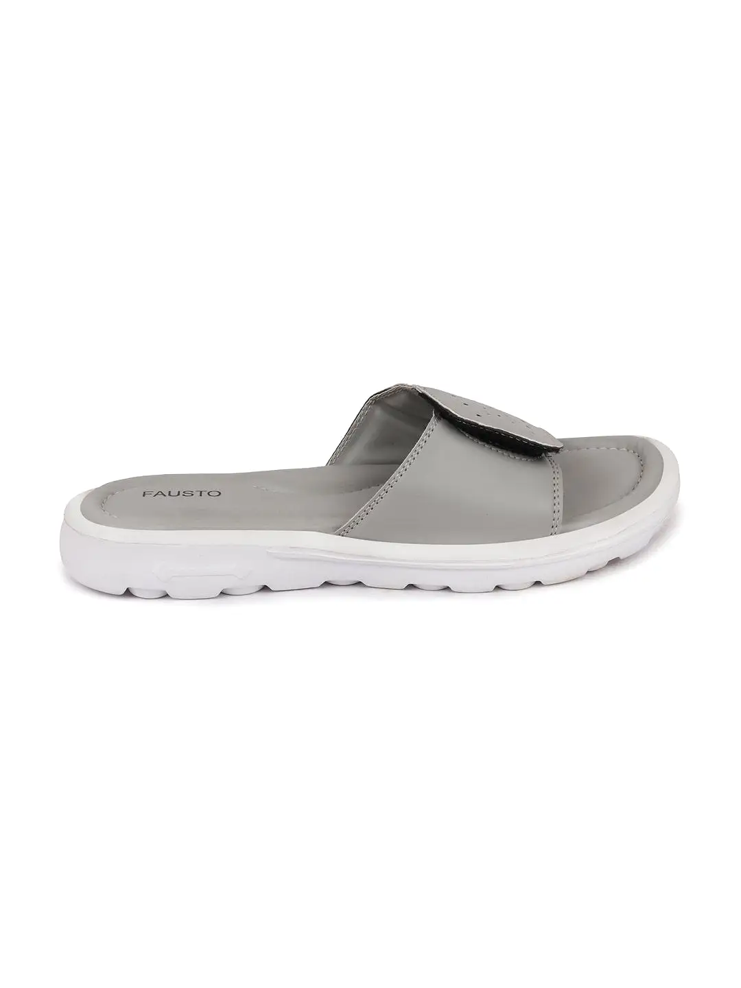 Women Grey Velcro Adjustable Slippers & Flip Flops