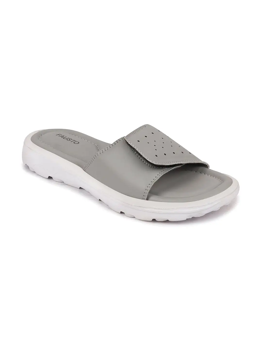 Women Grey Velcro Adjustable Slippers & Flip Flops