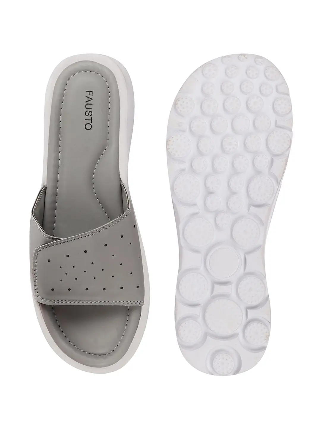 Women Grey Velcro Adjustable Slippers & Flip Flops