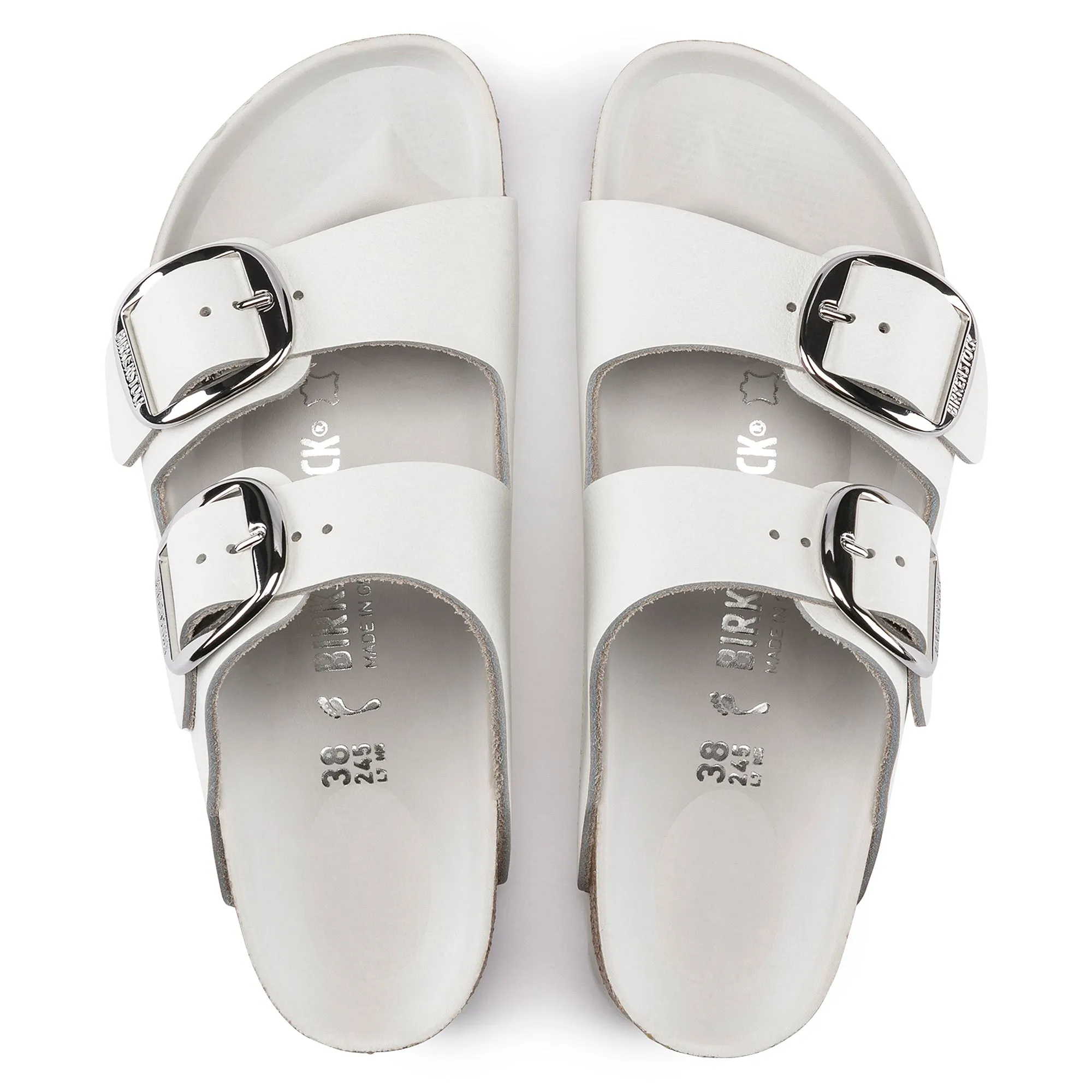 Women's Birkenstock Arizona Big Buckle Leather Color: White (REGULAR/WIDE WIDTH)