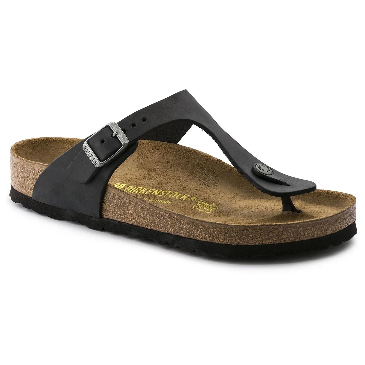 Women's Birkenstock Gizeh Oiled Leather Color: Black