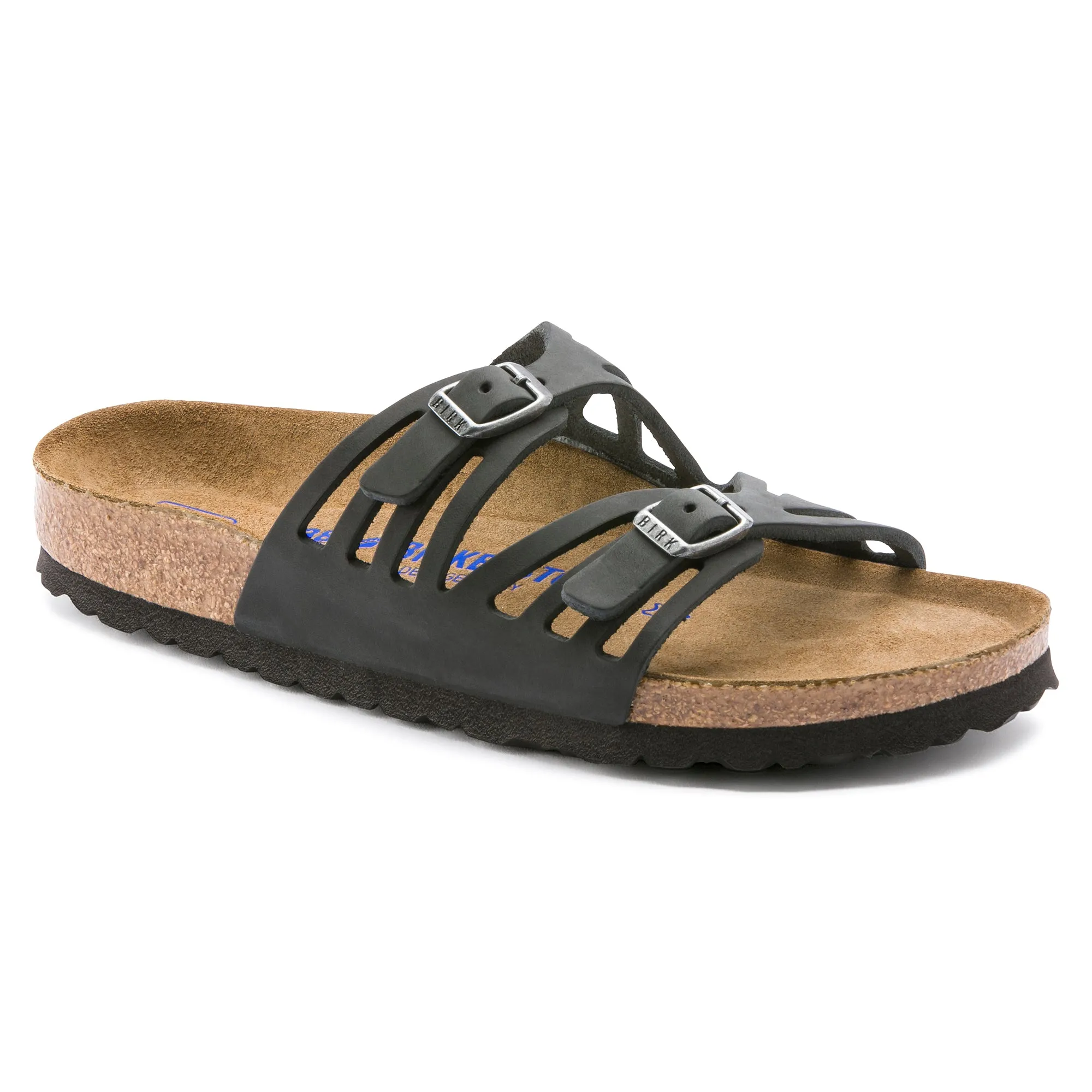 Women's Birkenstock Granada Soft Footbed Oiled Leather Color: Black (MEDIUM/NARROW WIDTH)