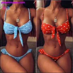 Womens Dot Print Bikini Push-up Bikinis Swimwear Swimsuit