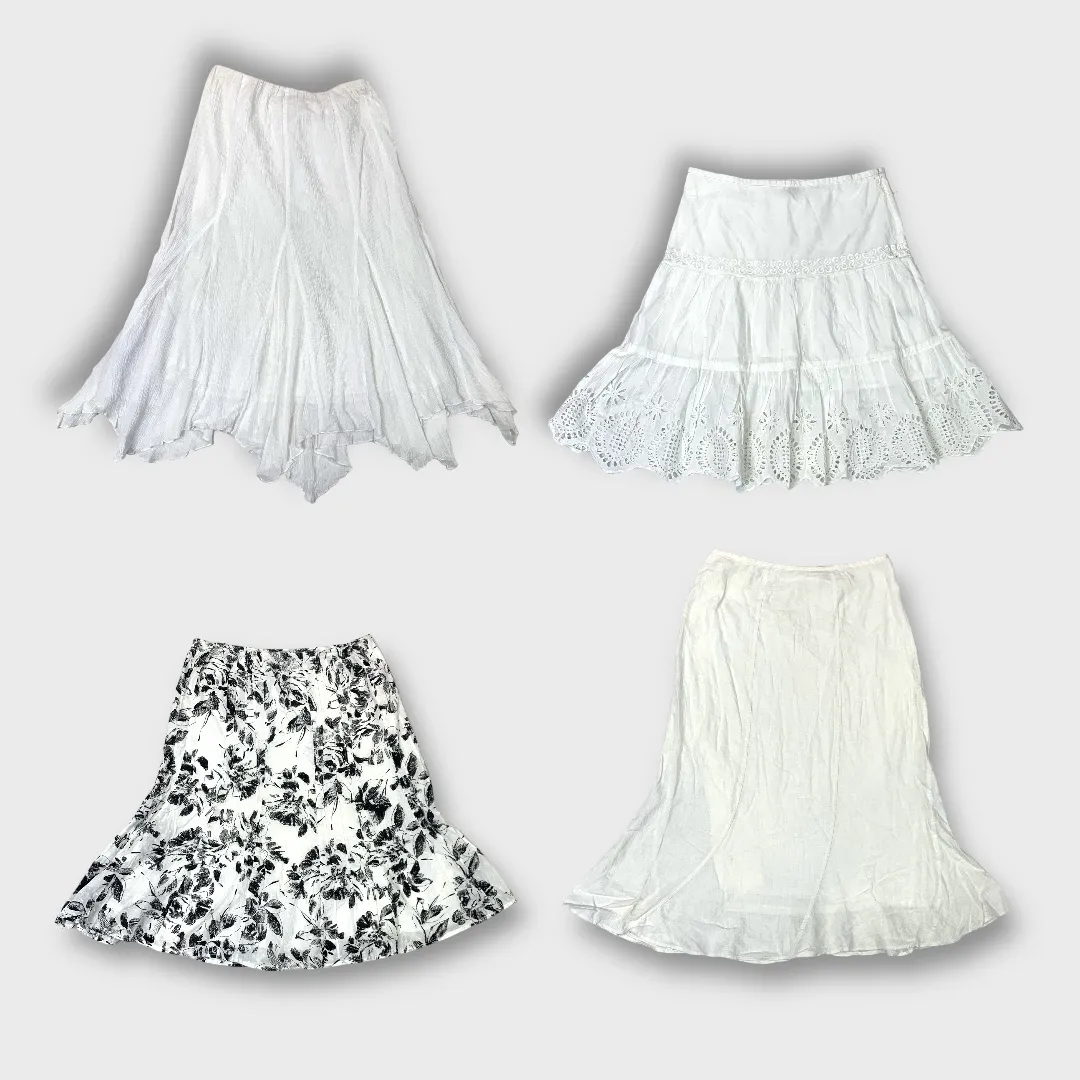 Y2K Classic White Cotton Skirts (GRV-5-084)