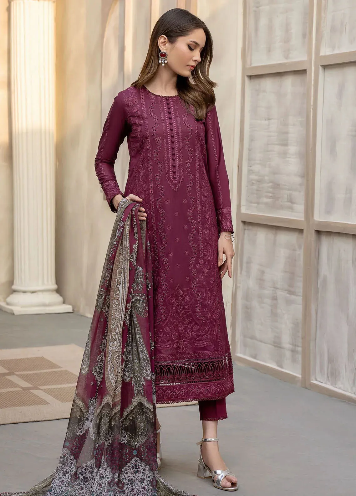 Zarif Festive Embroidered Lawn 3 Piece Unstitched Suit ZF24F ZFL-01 RAHAA