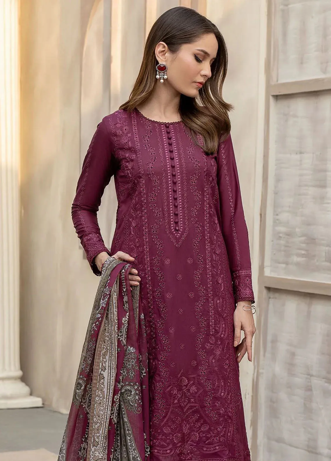 Zarif Festive Embroidered Lawn 3 Piece Unstitched Suit ZF24F ZFL-01 RAHAA