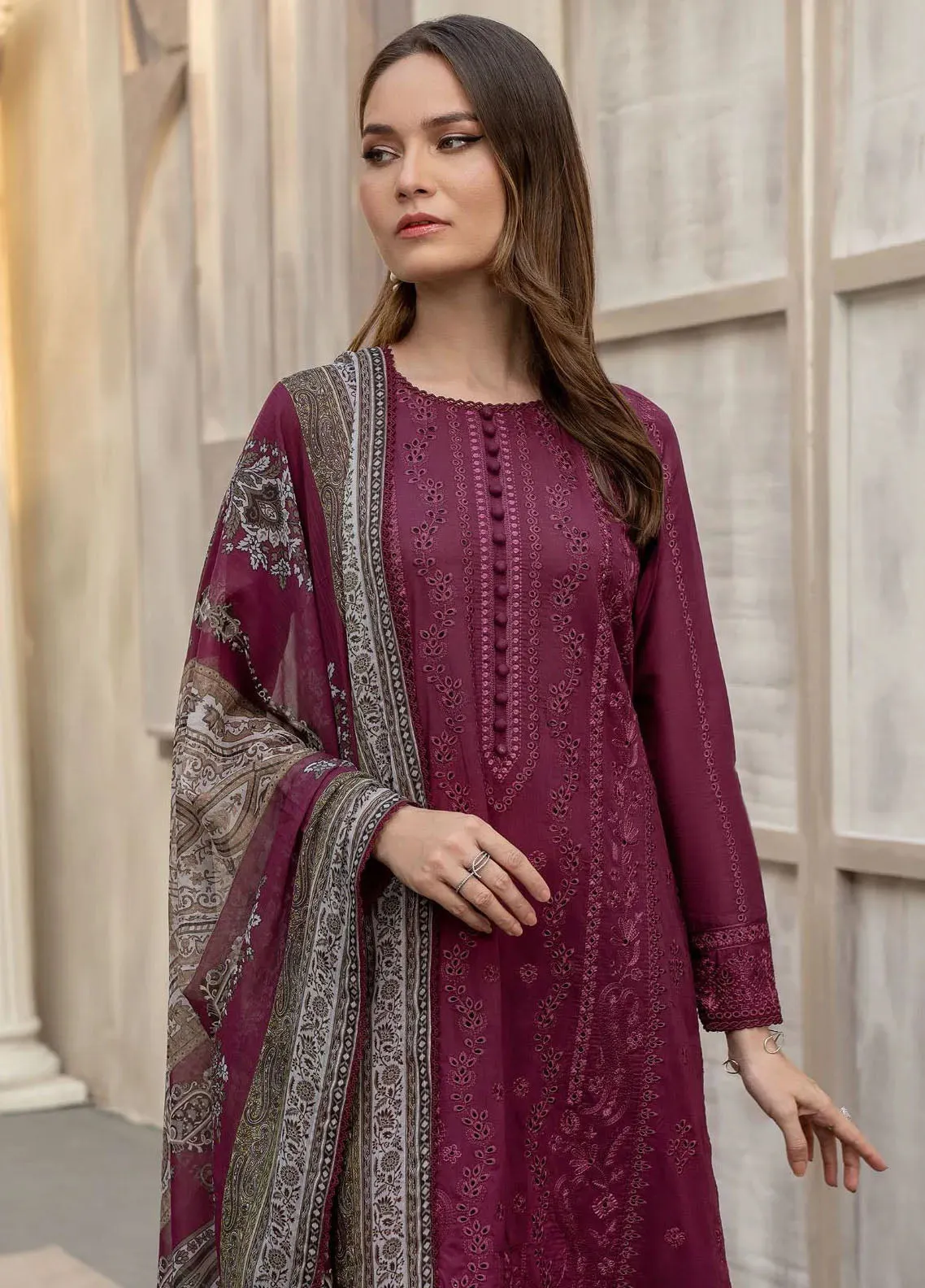 Zarif Festive Embroidered Lawn 3 Piece Unstitched Suit ZF24F ZFL-01 RAHAA